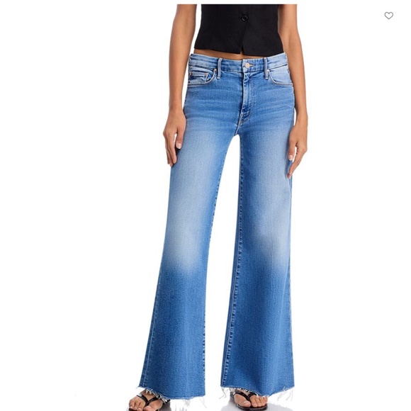 MOTHER The Roller High Rise Wide Leg Jeans in Riding the Cliffside - Picture 2 of 15